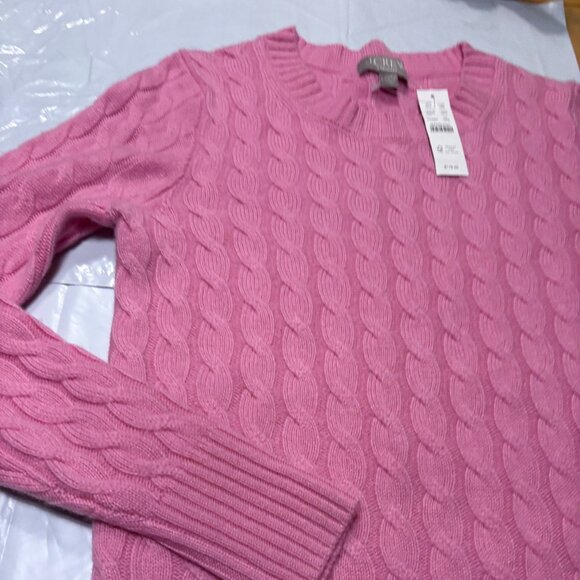 J Crew Cashmere Cable Crew Neck Pullover Sweater Sz XXS Pink $178 - Picture 4 of 7